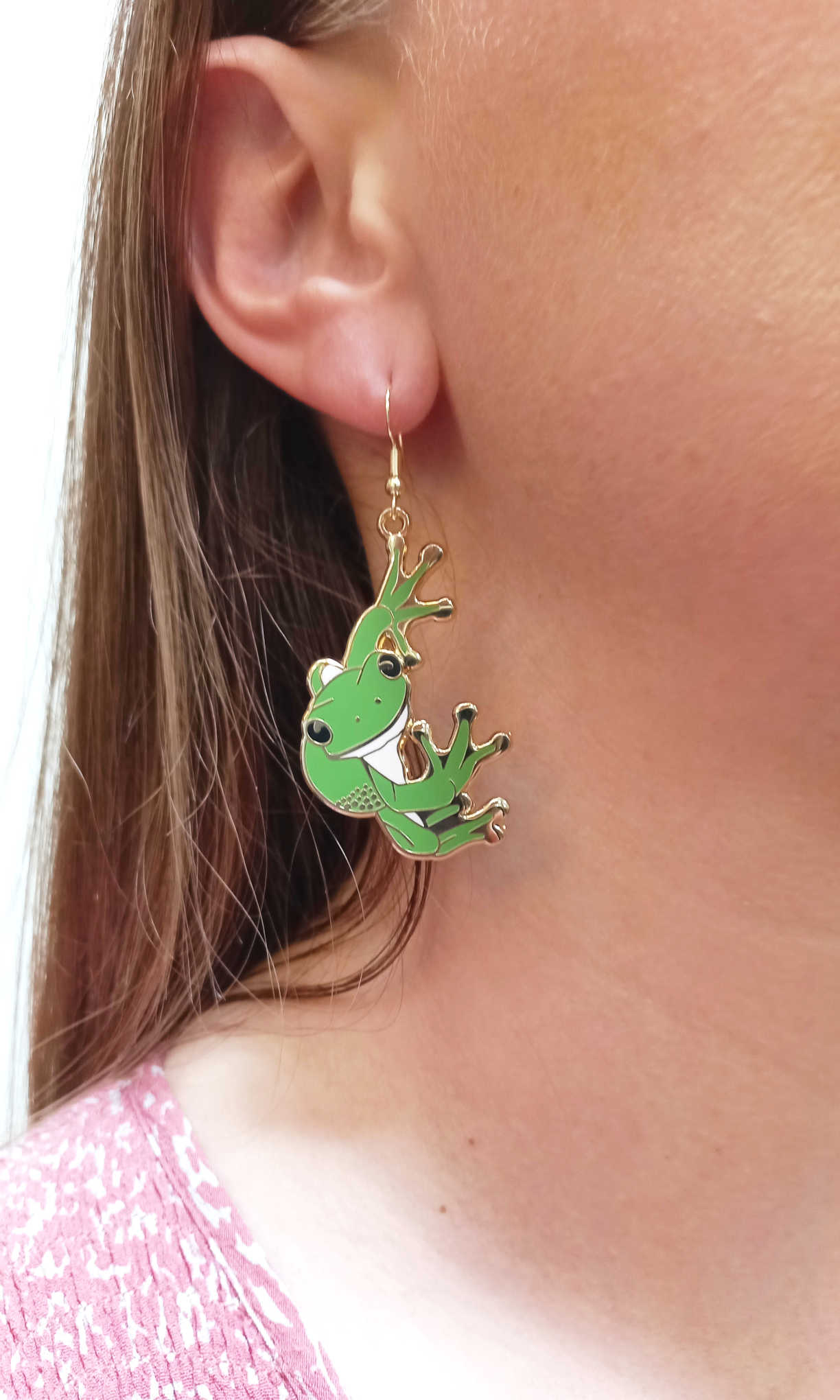 Green Tree Frog Earrings