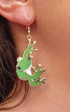 Green Tree Frog Earrings