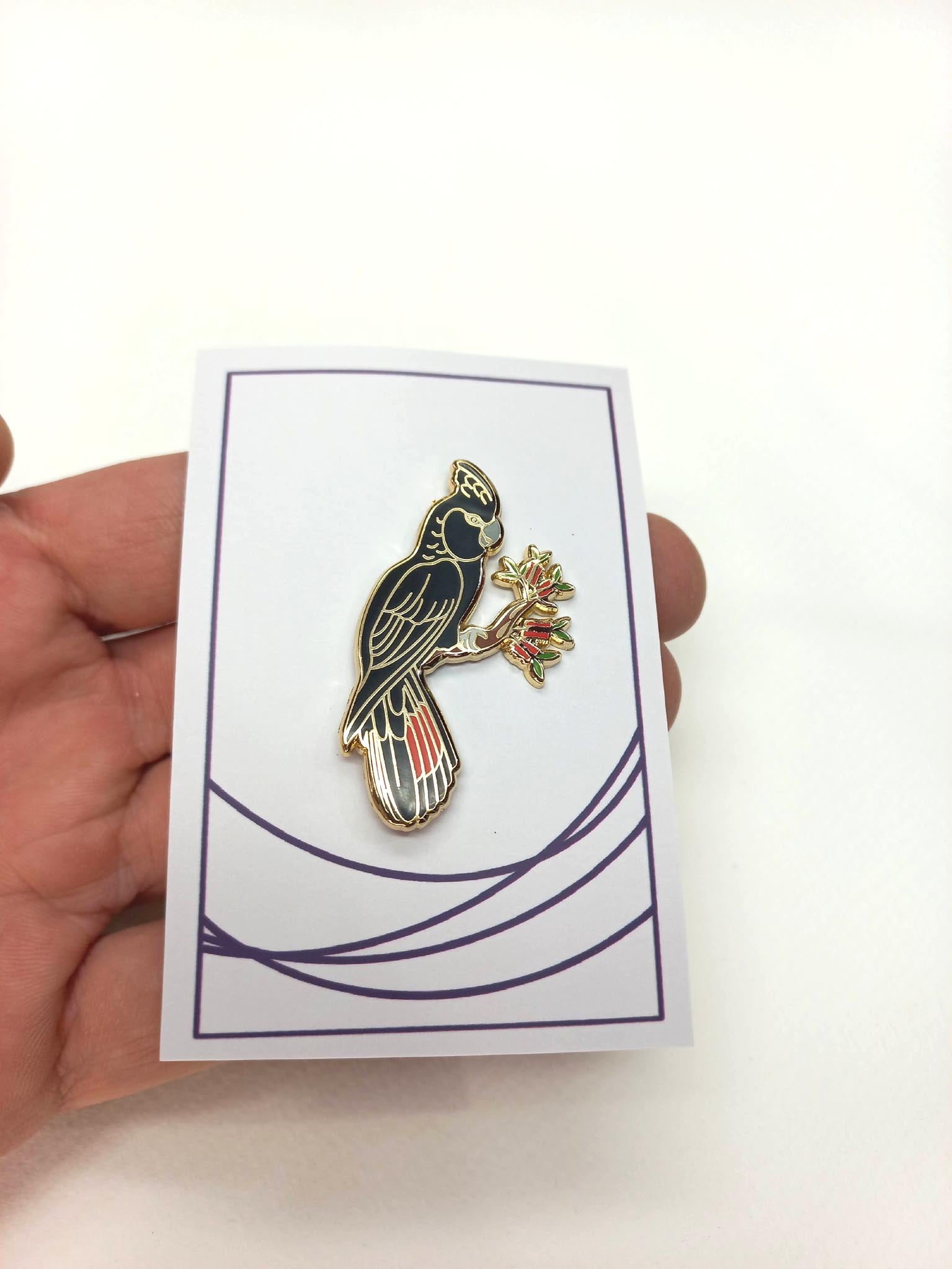 Red Tailed Black Cockatoo Lapel Pin