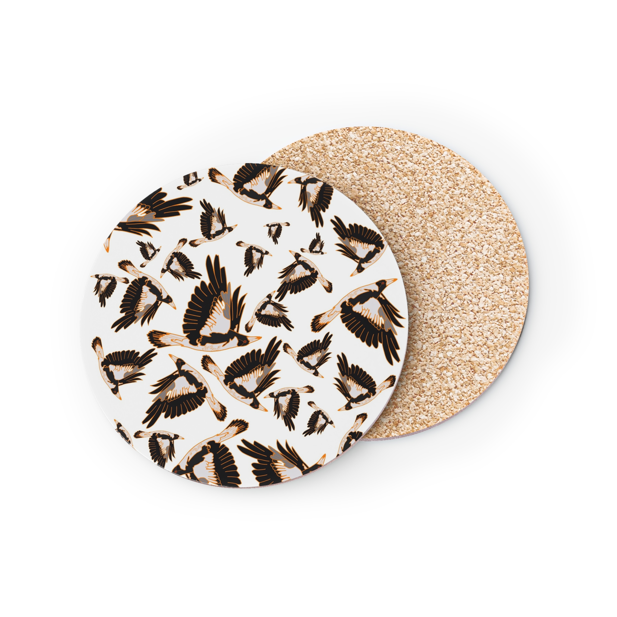 Australian Magpie Coasters — Magpie in Flight Drink Coasters for Australian Bird Lovers